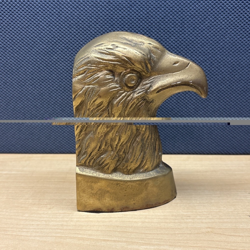VTG Brass Bald Eagle Bird Heads Bookend Korea Federal Style Classic Decor